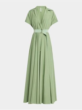 Relaxed Vintage Green Maxi Dress with Belt